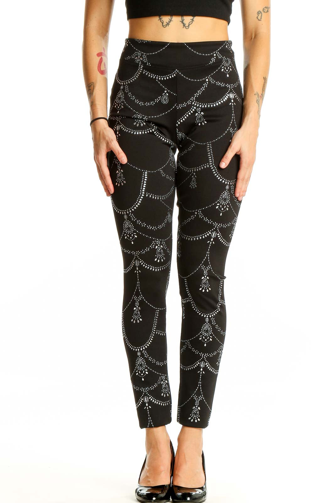 Black Silver Bedazzled Leggings