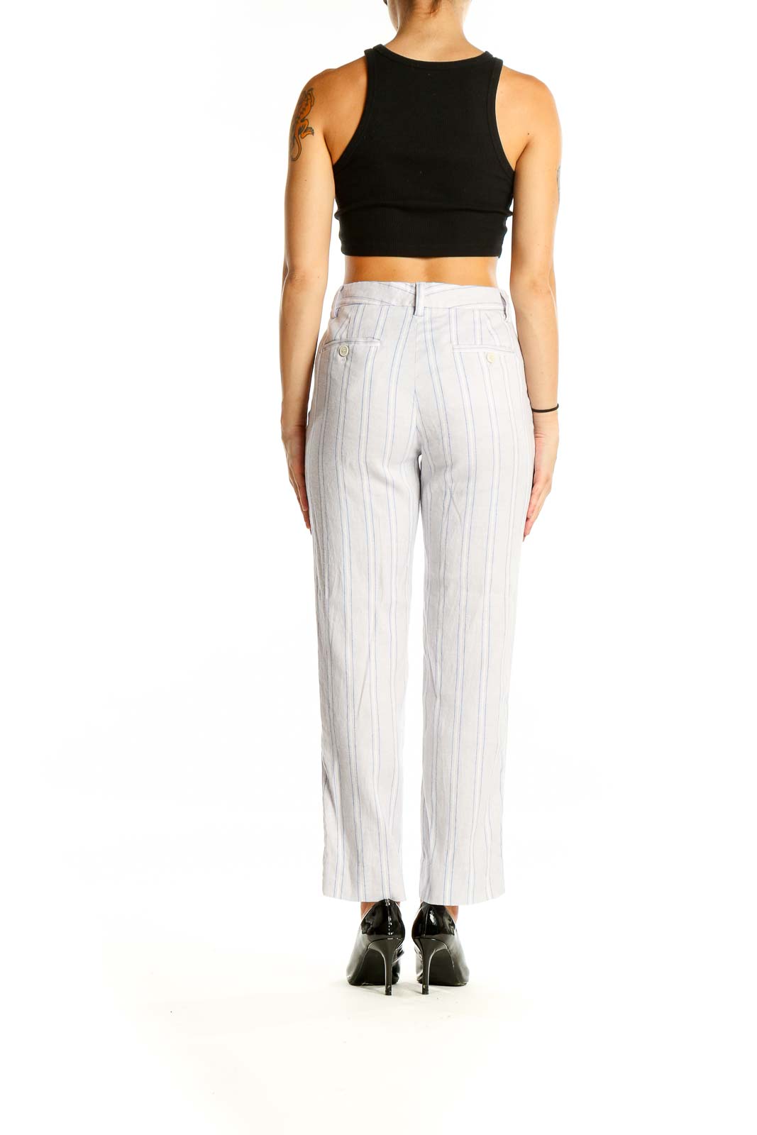 White Blue Striped Pants