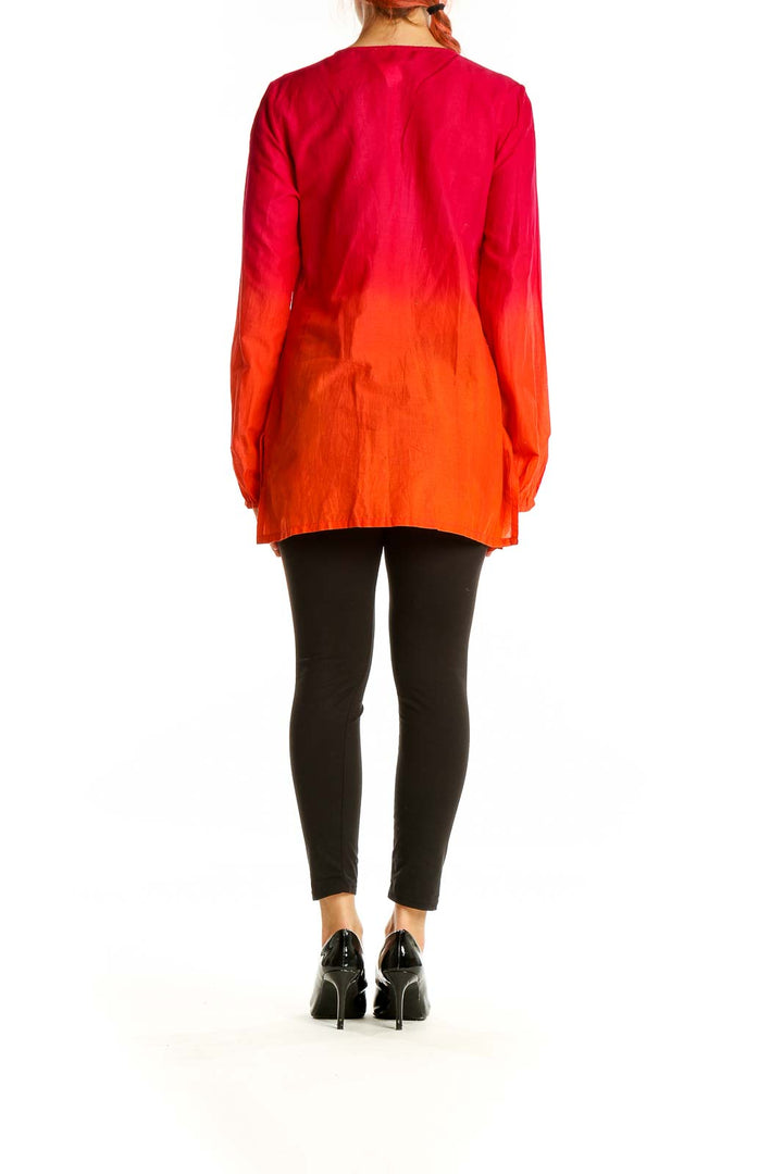 Back view of MICHAEL Michael Kors red-orange ombre tunic showing gradient color