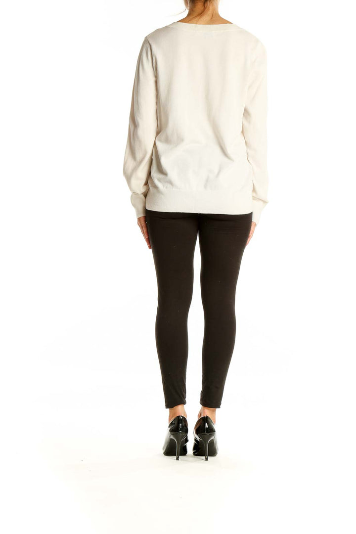 White Long Sleeve Knit Sweater