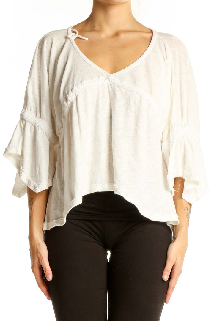 White Bohemian V Neck Blouse