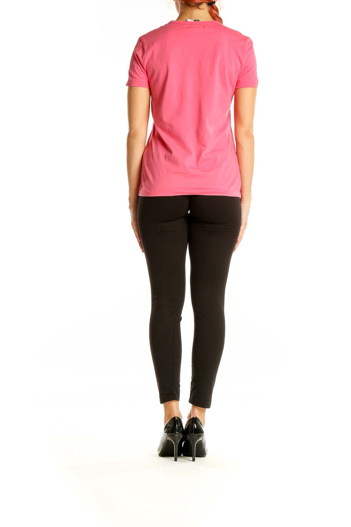 Back view of pink Lauren Ralph Lauren cotton t-shirt