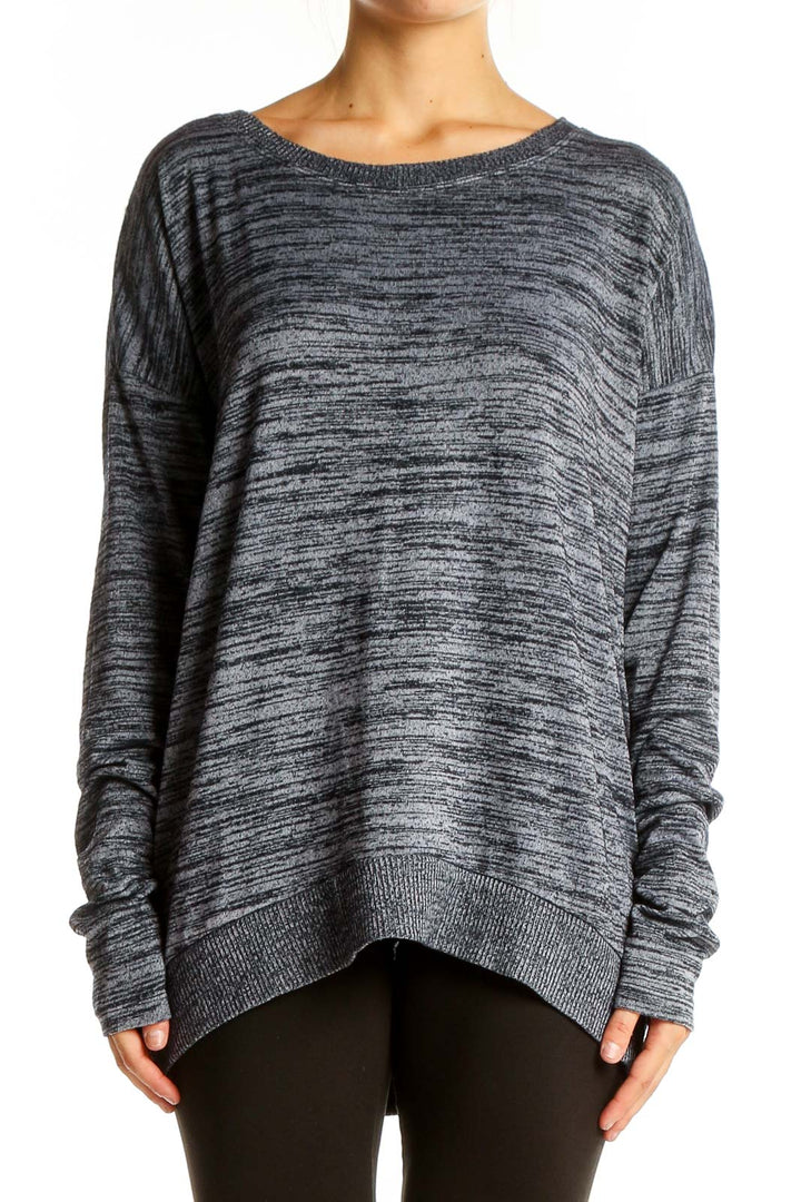 Front view of gray marled oversized knit sweater from Gap