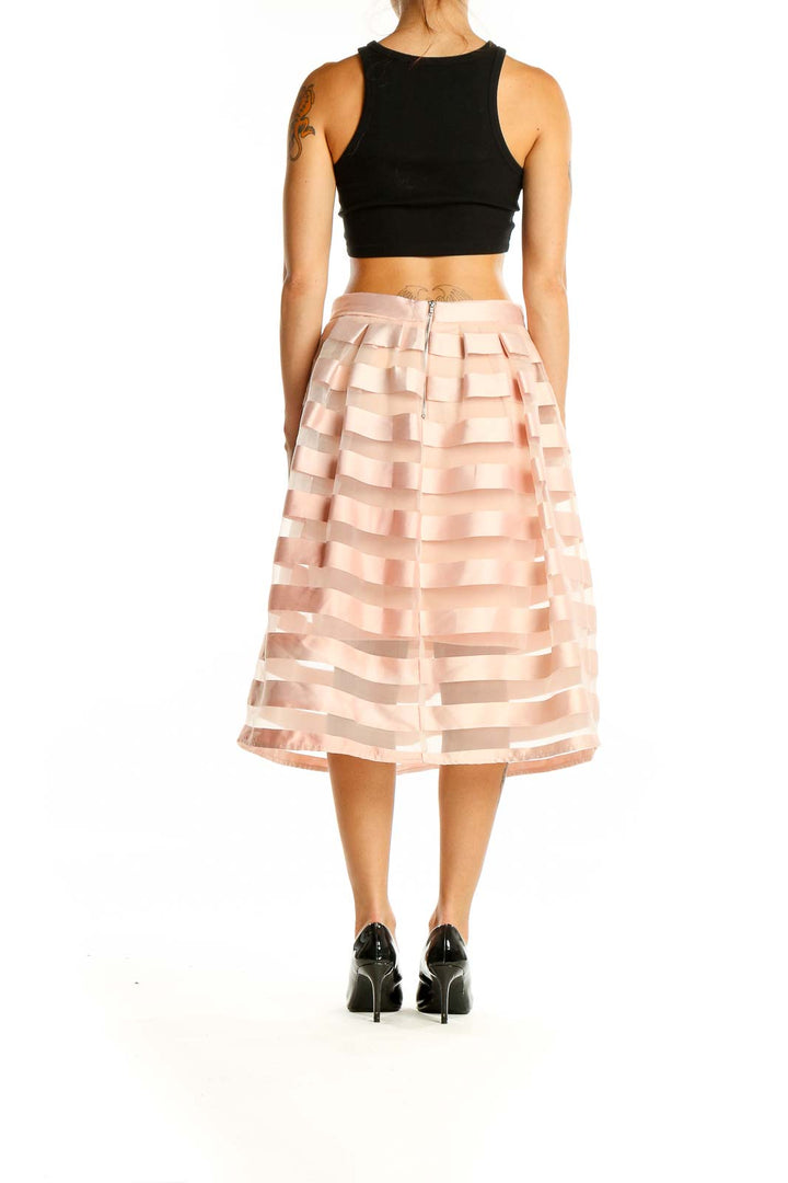 Pink Striped A Line Skirt