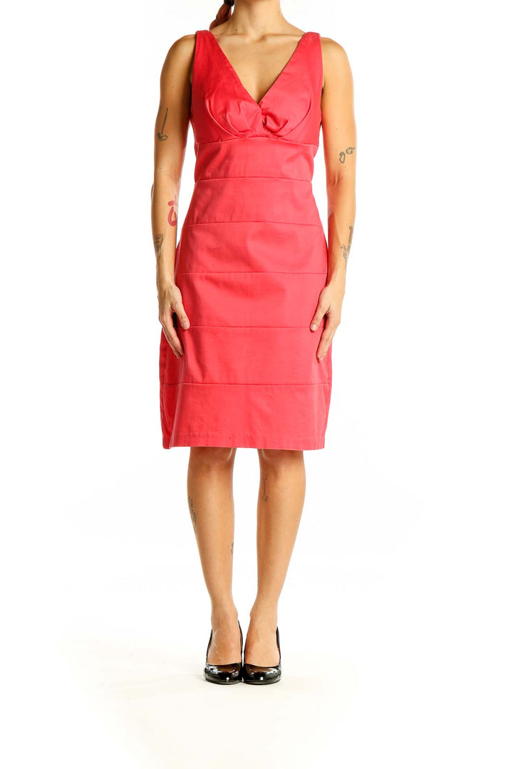 Pink V Neck Cocktail Dress