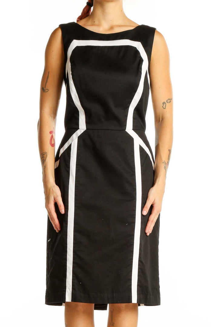 Black White Geometric Line Work Dress