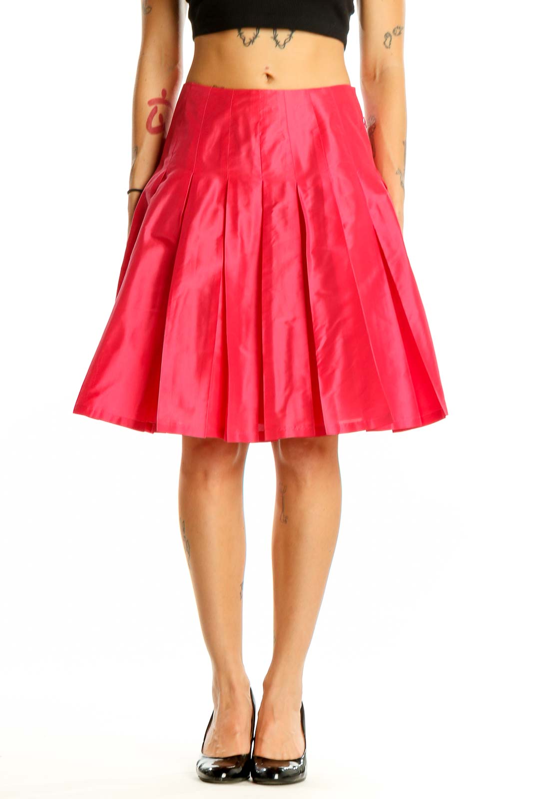 Pink Silk Pleated Skirt