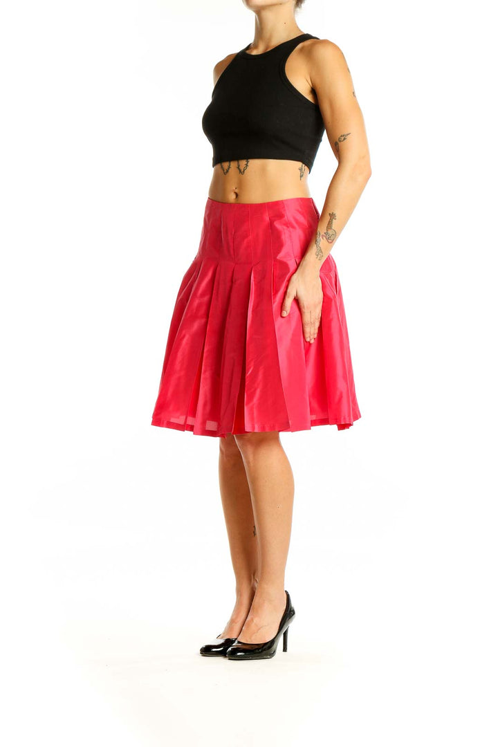 Pink Silk Pleated Skirt