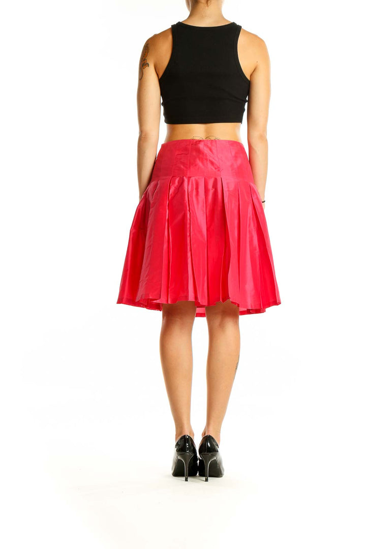 Pink Silk Pleated Skirt