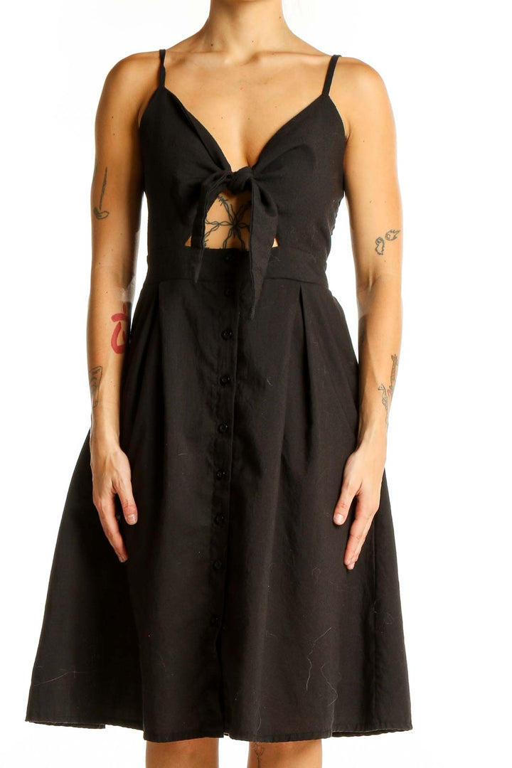 Black Tie Front A Line Dress