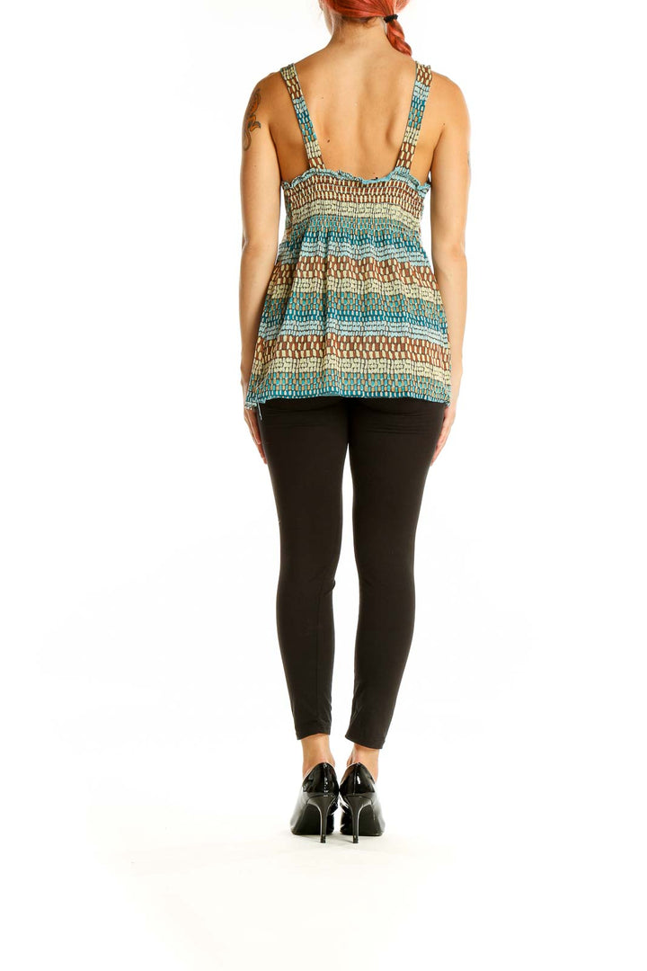 Blue Brown Bohemian Print Tank Top