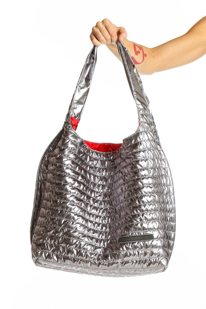 Silver Puffer Tote Bag