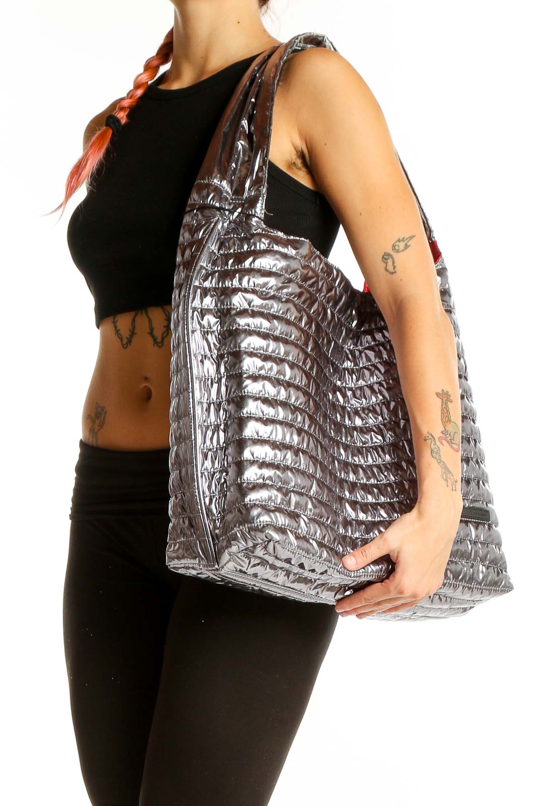 Silver Puffer Tote Bag