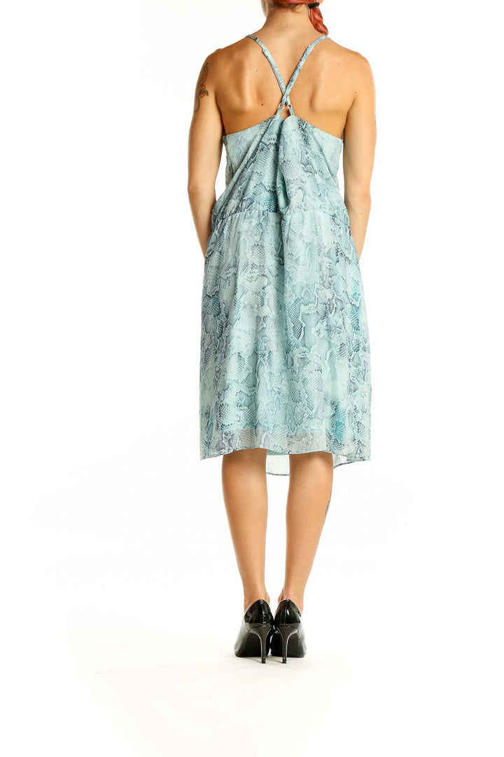 Blue Reptile Print Cocktail Dress