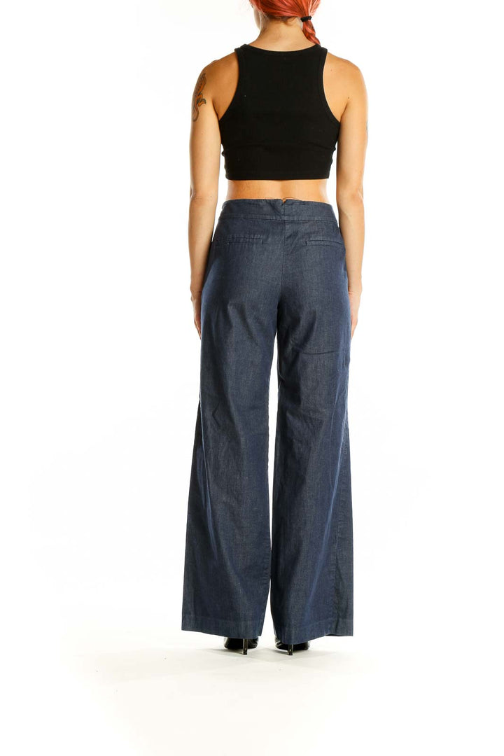 Blue High Waisted Wide Leg Pants