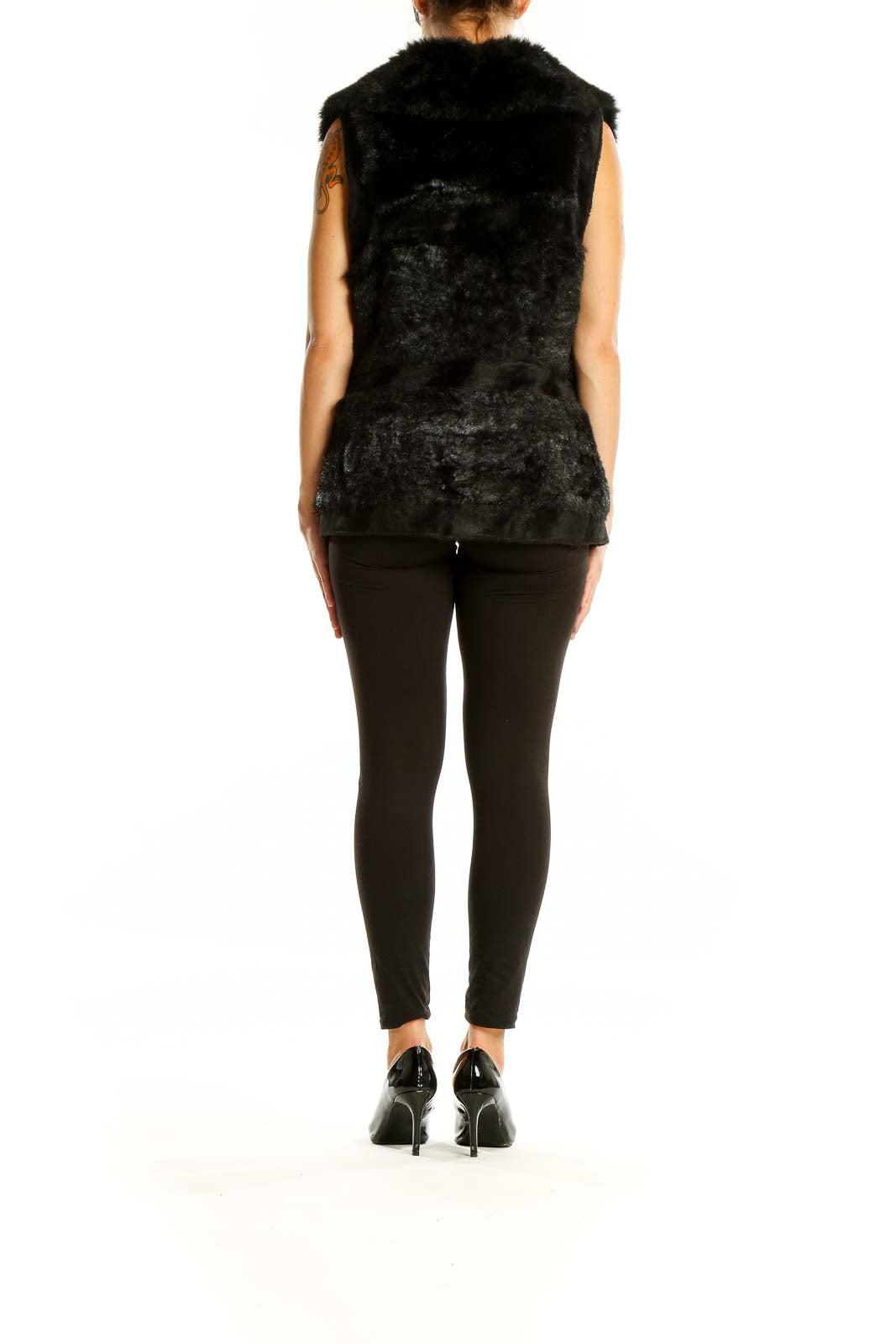 Black Faux Fur Y2K Vest