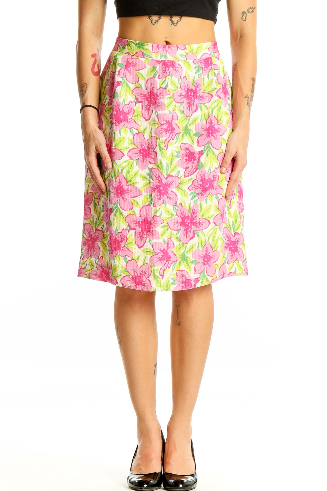 Pink Green Floral Garden Party Skirt