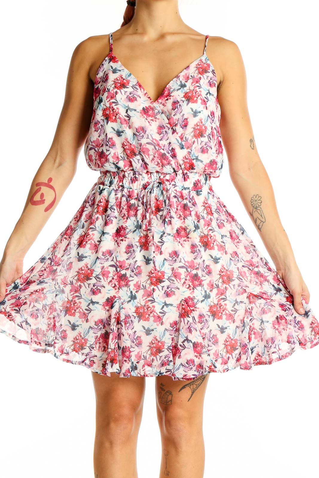 Pink White Floral Day Dress