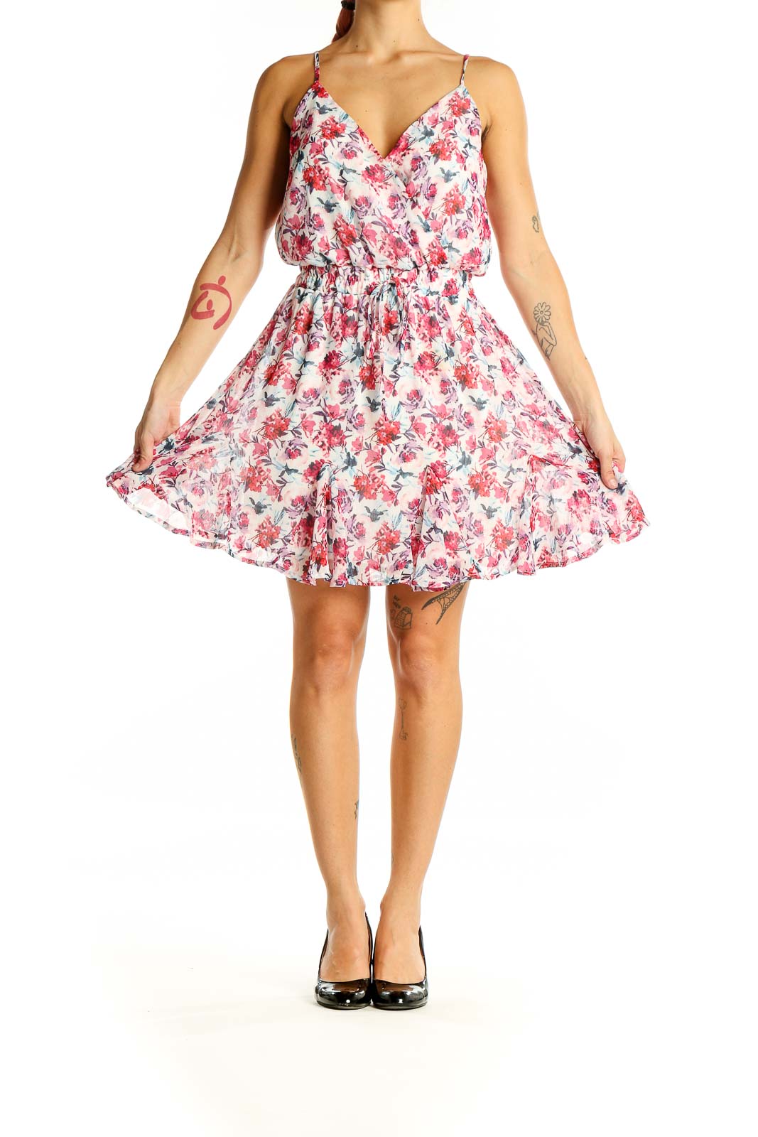 Pink White Floral Day Dress