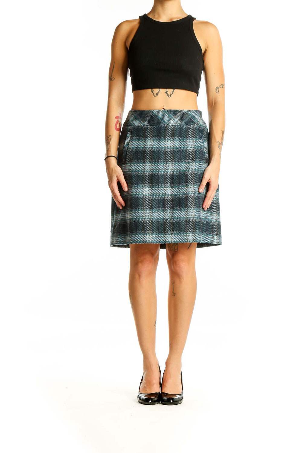 Blue Plaid Skirt