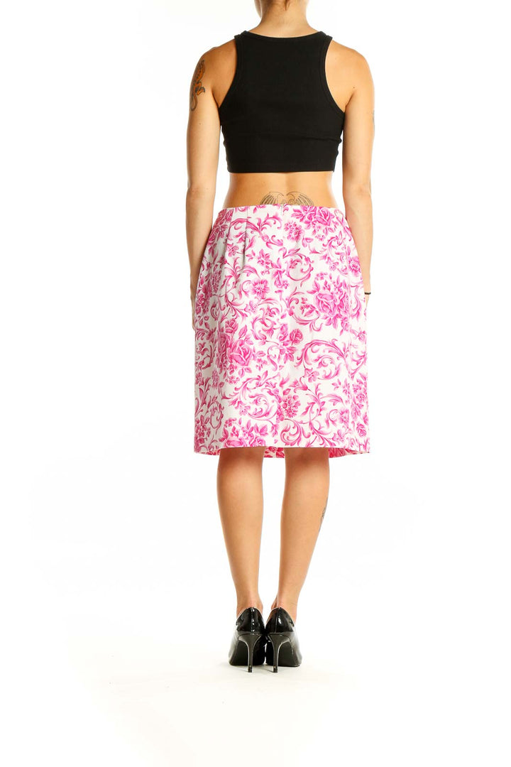 Pink White Floral Pencil Skirt