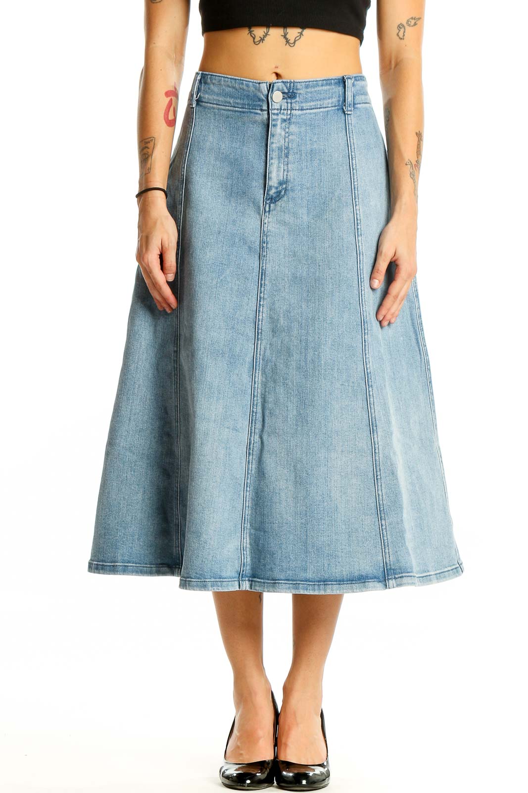 Blue Denim A Line Skirt