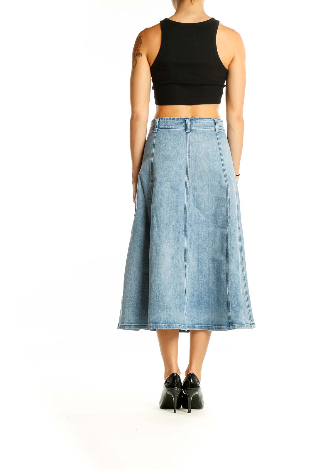 Blue Denim A Line Skirt