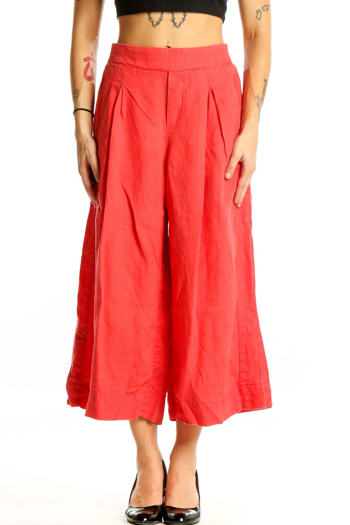 Red Wide Leg Petite Pants