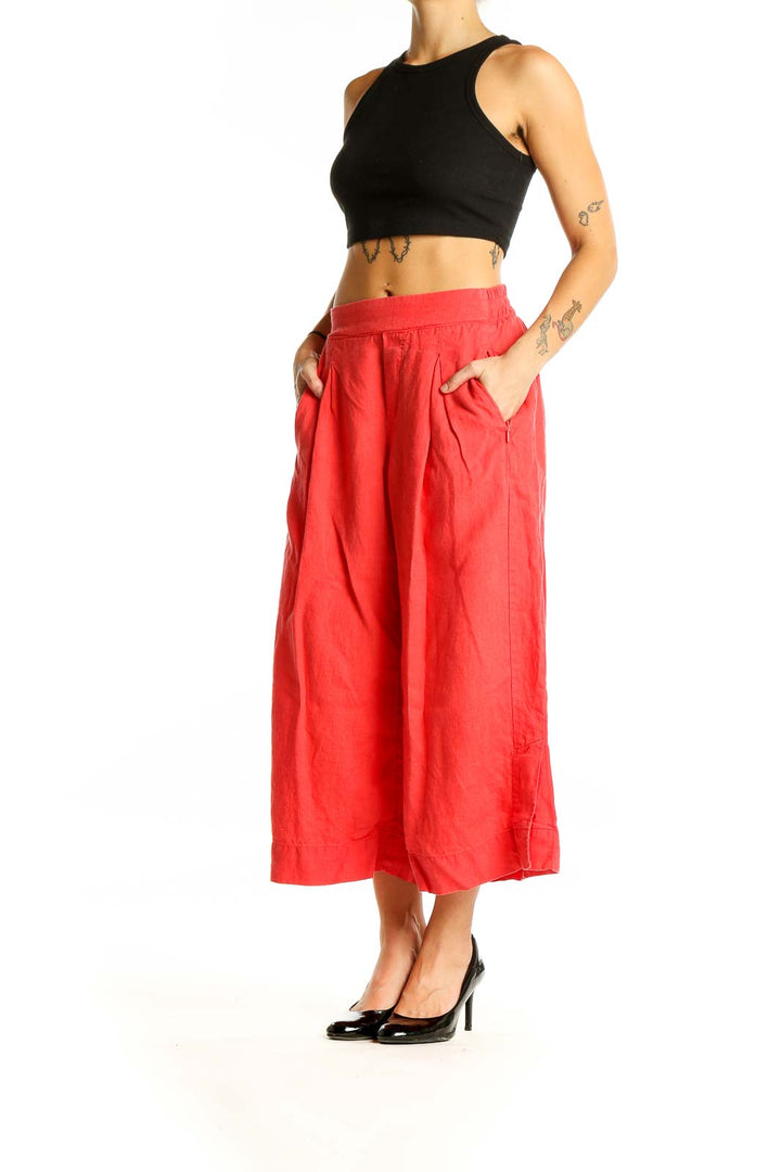 Red Wide Leg Petite Pants