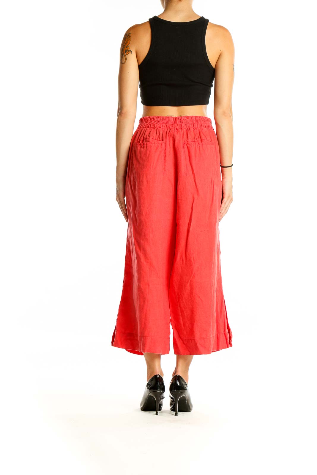 Red Wide Leg Petite Pants