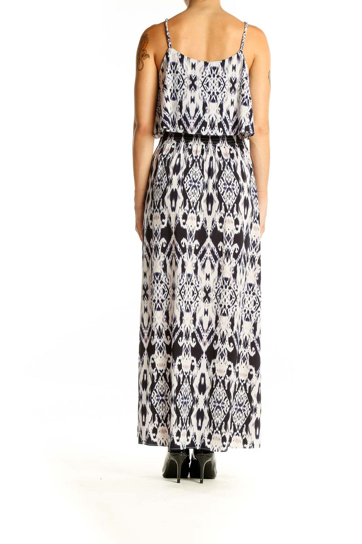 White Black Bohemian Print Maxi Dress