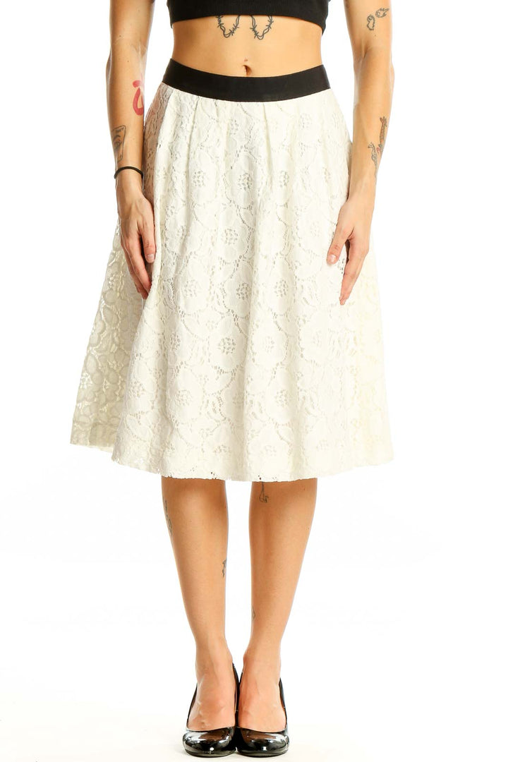 White Lace A Line Skirt