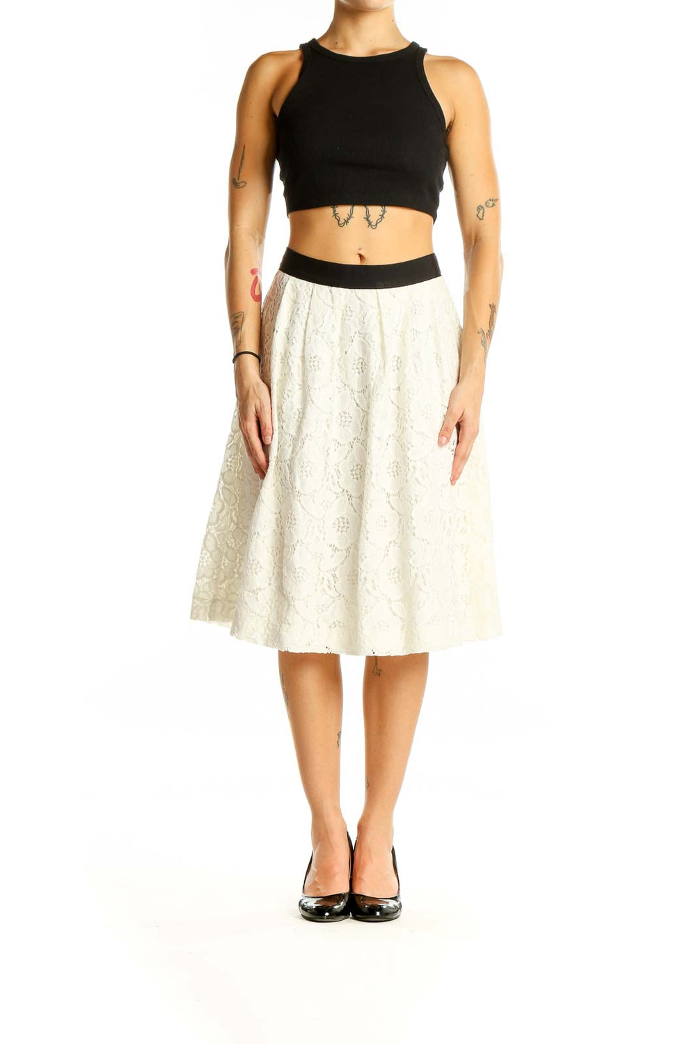 White Lace A Line Skirt