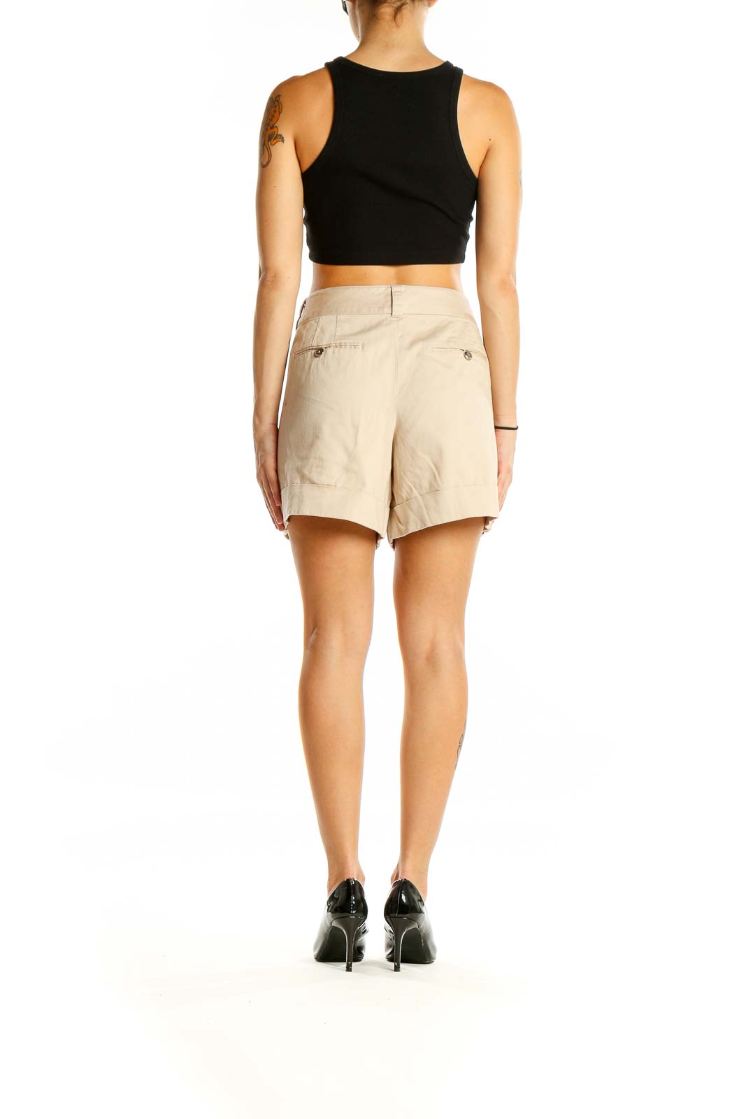 Beige Casual Shorts