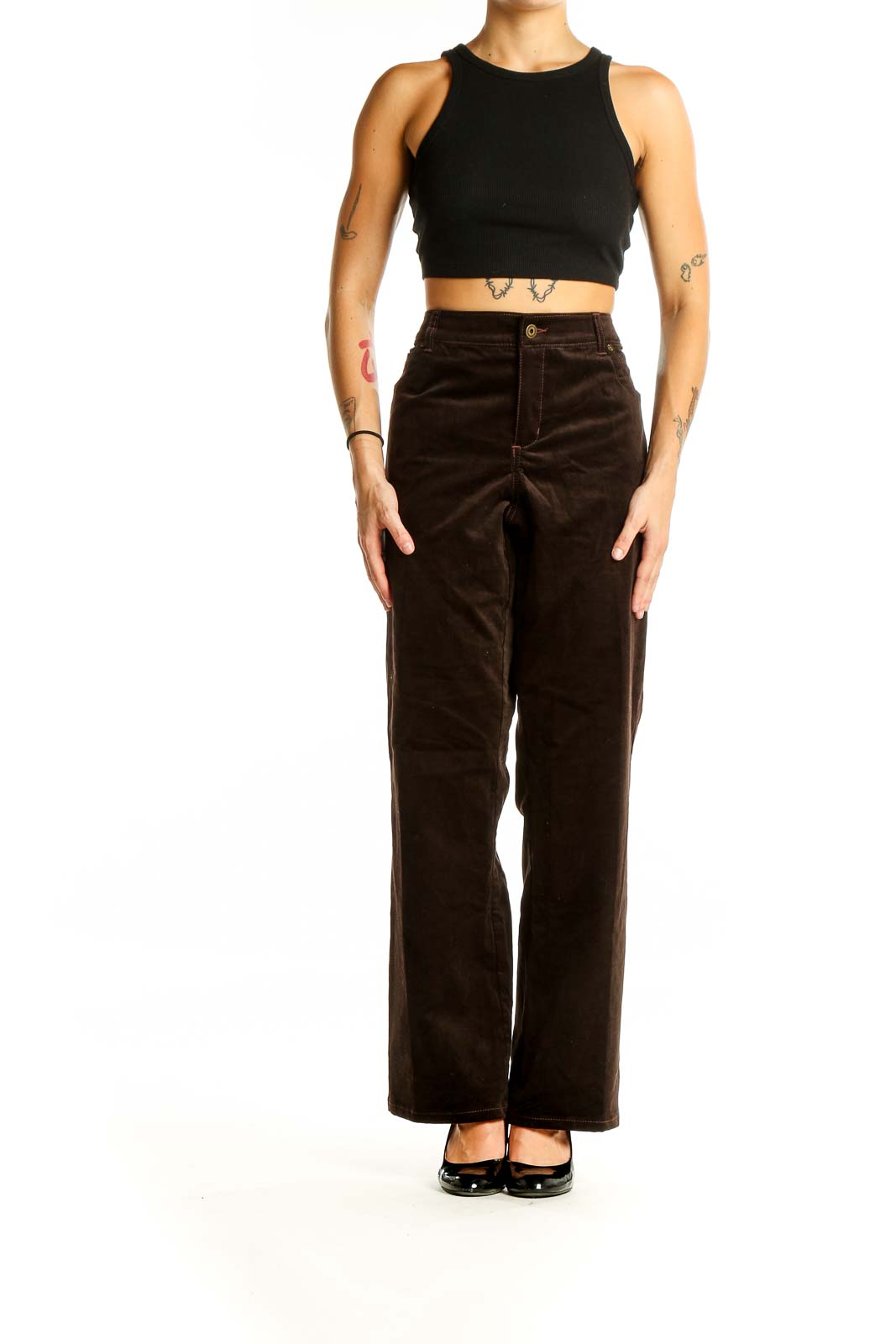 Tribal Brown Corduroy Wide-Leg Pants | High-Waisted Comfort – SilkRoll