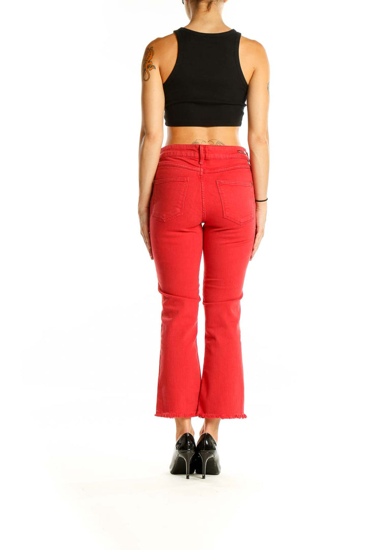 Red Denim Capri Pants