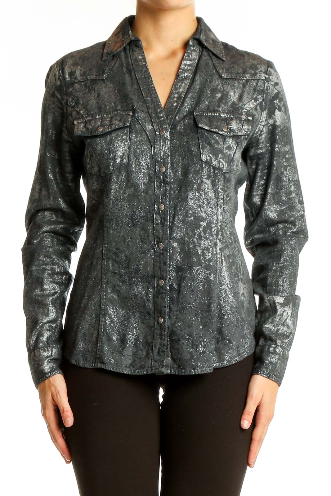 Silver Metallic Finish Shirt