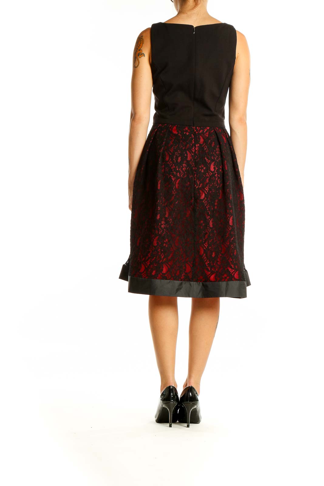 Black Red Lace A Line Dress