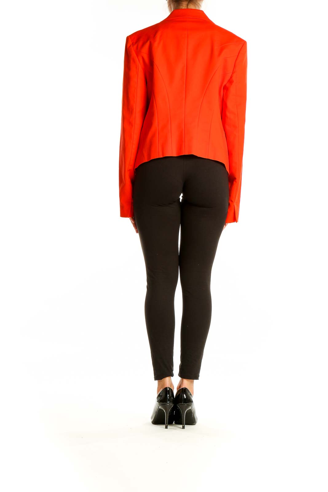 Orange Silver Zipper Detail Blazer