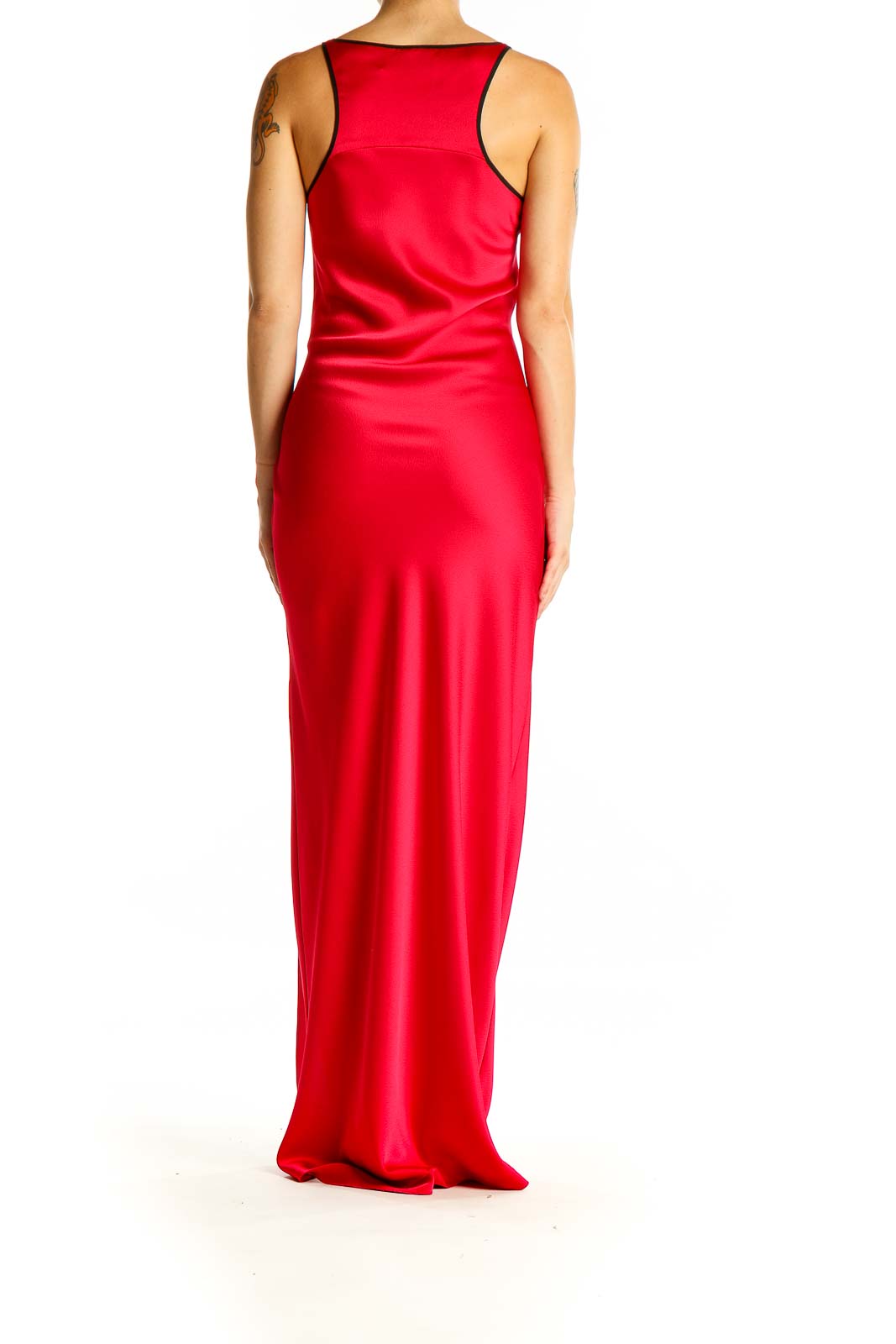 PINKO Red Satin Maxi Dress with Side Slit - Elegant Evening PINKO Red Satin Maxi Dress with Side Slit - Elegant Evening