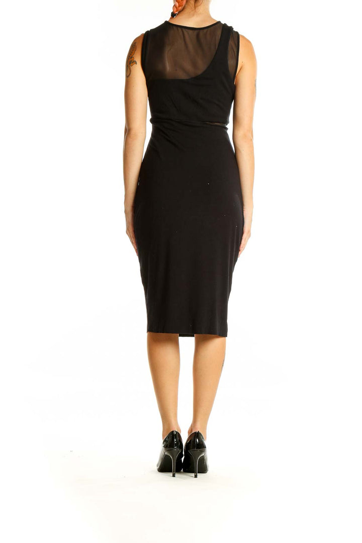 Back view of Bailey 44 black bodycon midi dress showing sleek silhouette