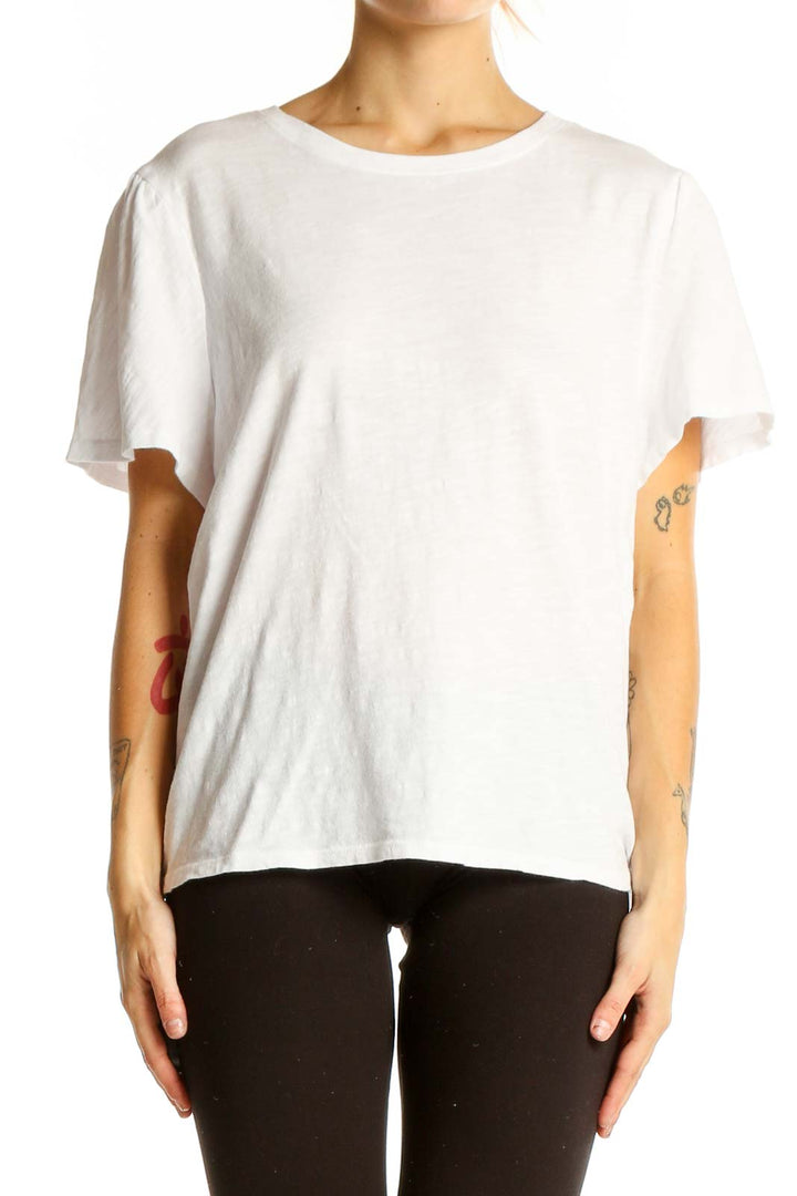 Front view of white short-sleeve cotton top by Marine Layer