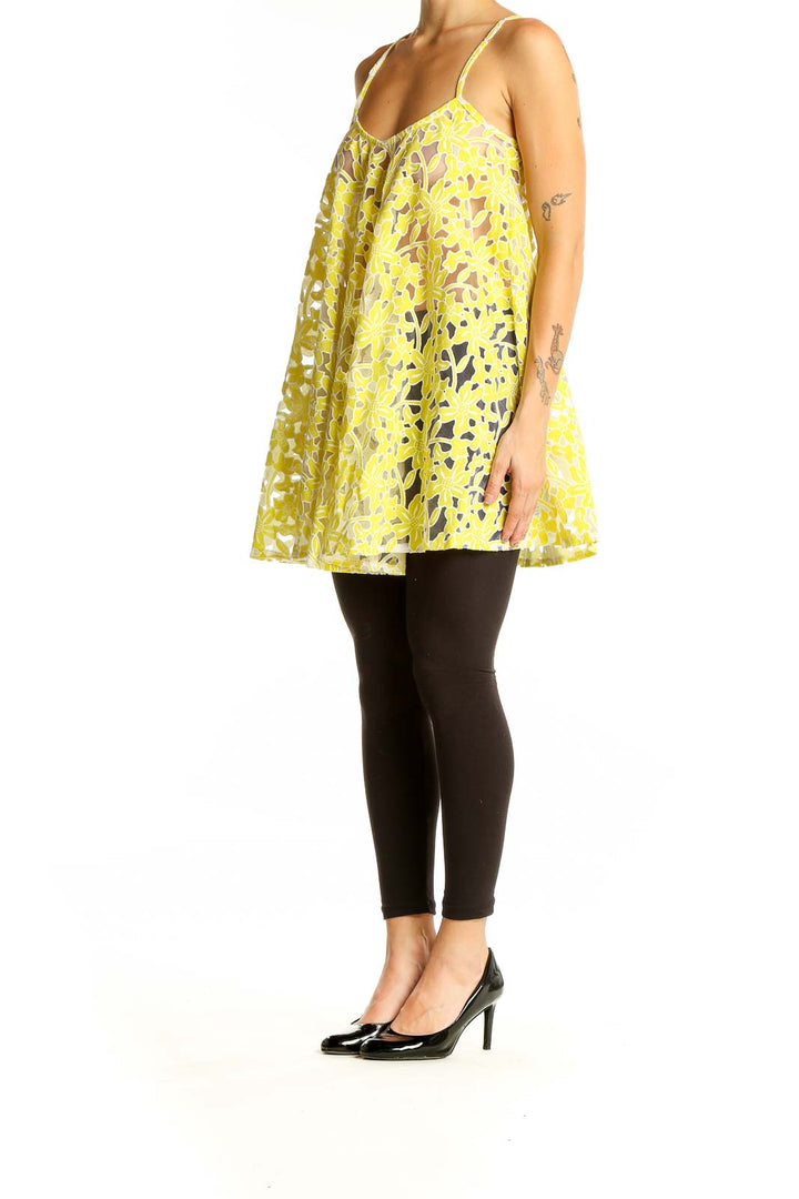 Front view of yellow floral lace swing cami top from ASOS