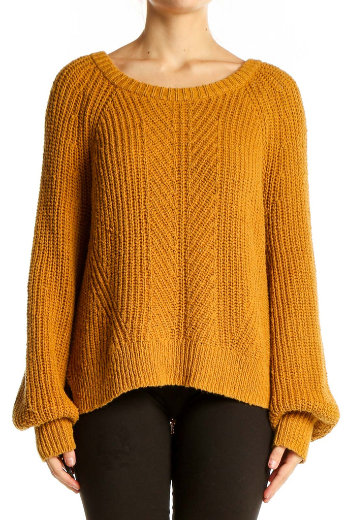 Madewell Mustard Chunky Knit Oversized Sweater Casual Chic SilkRoll