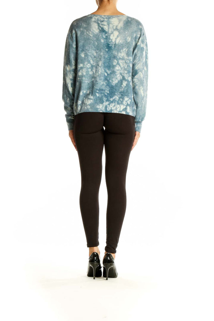 Back view of blue tie-dye cashmere sweater by Autumn Cashmere