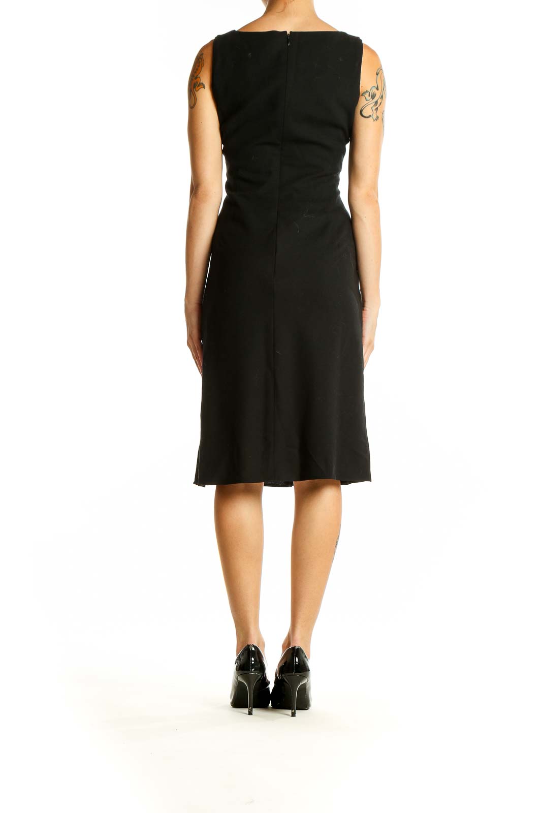 Ann Taylor LOFT Black Wool Blend A-Line Dress with Twisted Neckline SilkRoll Ann Taylor LOFT Black Wool Blend A-Line Dress with Twisted Neckline SilkRoll
