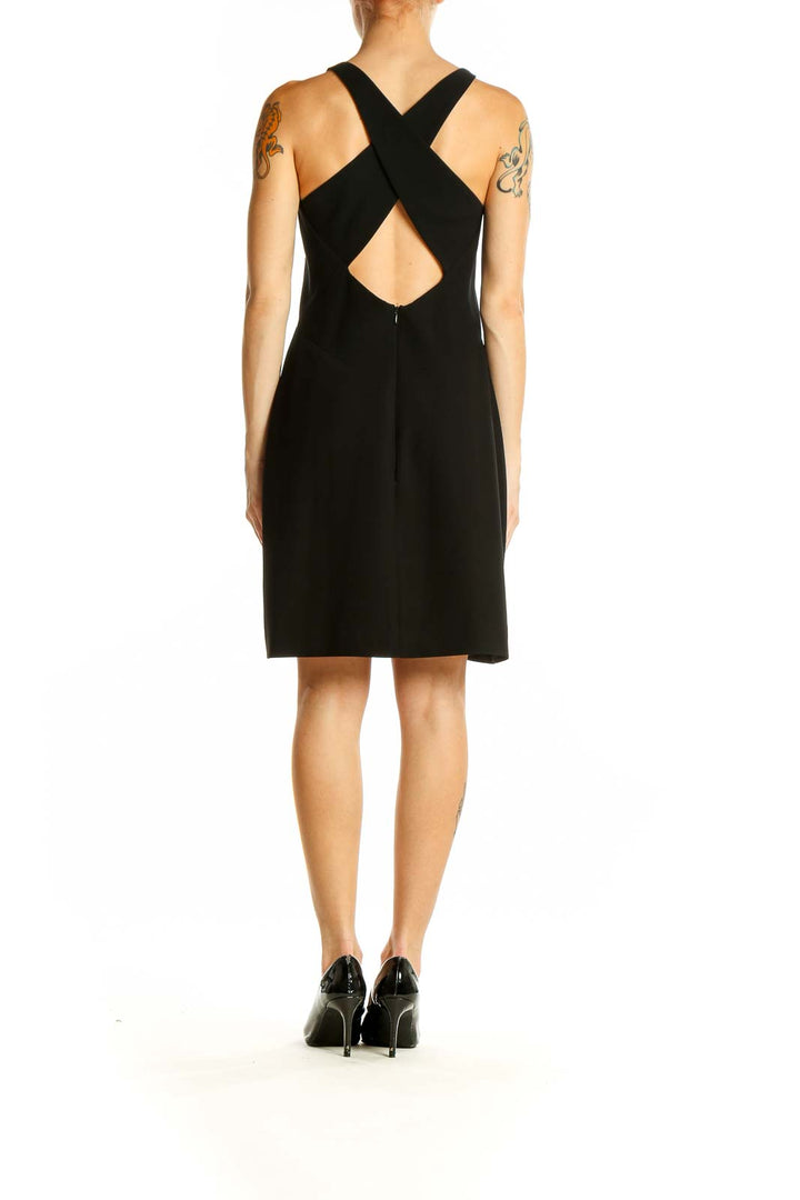 Back view of Ann Taylor black sleeveless cocktail dress