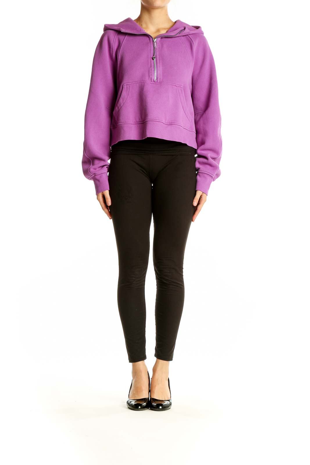 Lululemon Purple Cropped Zip-Up Hoodie - Athletic Casual Wear