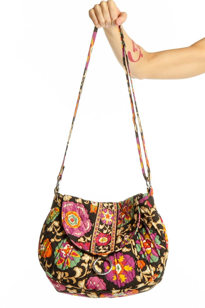 Front view of Vera Bradley multicolor floral quilted crossbody bag