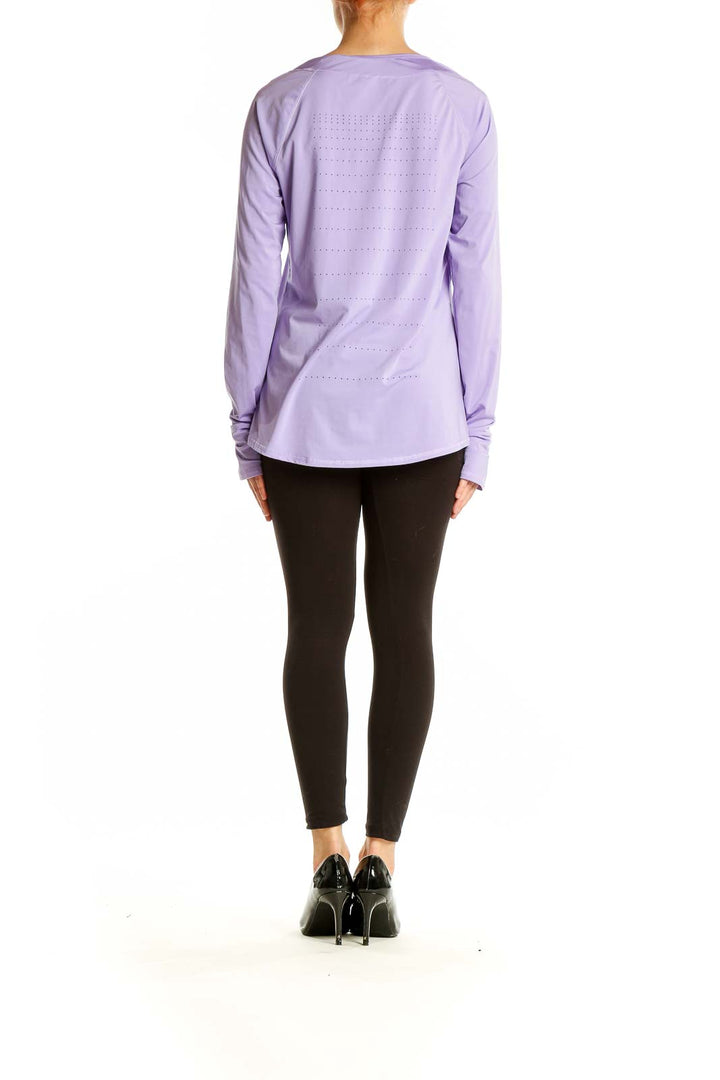 Back view of Athleta lavender long sleeve performance top